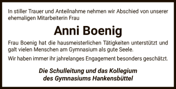 Traueranzeige von Anni Boenig von UEL