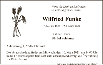 Traueranzeige von Wilfried Funke von UEL