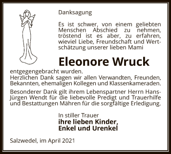 Traueranzeige von Eleonore Wruck von UEL