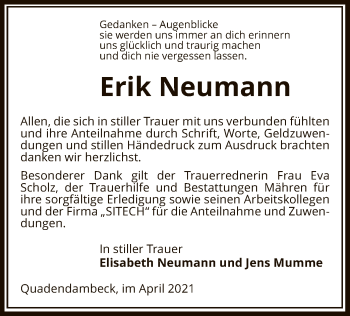 Traueranzeige von Erik Neumann von UEL