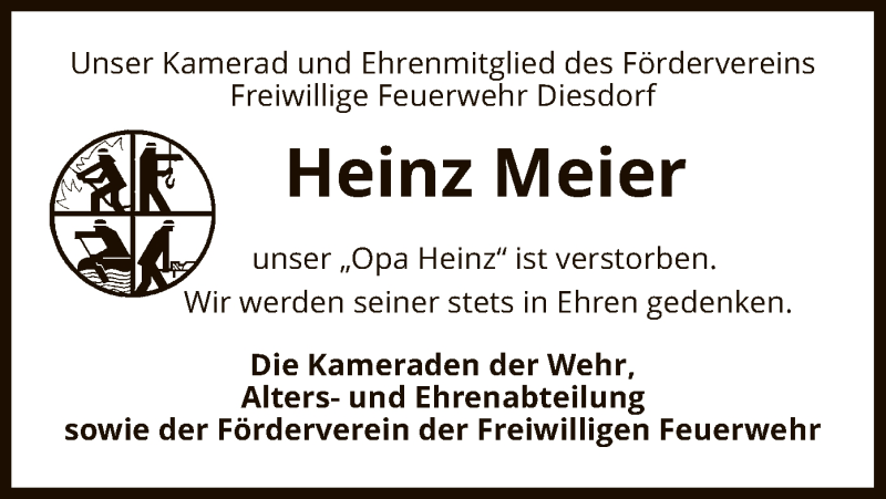  Traueranzeige für Heinz Meier vom 17.04.2021 aus UEL