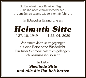 Traueranzeige von Helmuth Sitte von UEL