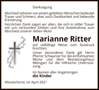 Traueranzeige von Marianne Ritter von UEL