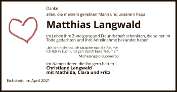 Traueranzeige von Matthias Langwedel von UEL