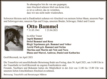 Traueranzeige von Otto Bammel von UEL