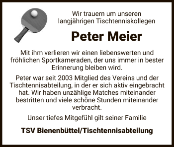 Traueranzeige von Peter Meier von UEL