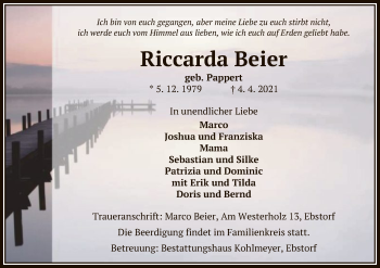 Traueranzeige von Riccarda Beier von UEL