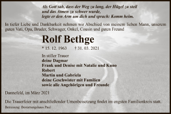 Traueranzeige von Rolf Bethge von UEL