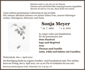 Traueranzeige von Sonja Meyer von UEL