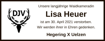 Traueranzeige von Lisa Heuer von UEL