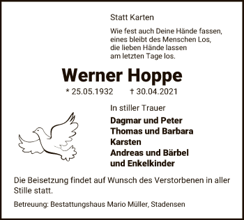 Traueranzeige von Werner Hoppe von UEL