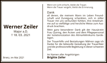 Traueranzeige von Werner Zeiler von UEL