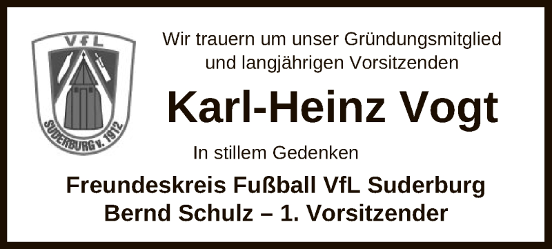  Traueranzeige für Karl-Heinz Vogt vom 21.05.2021 aus UEL