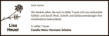 Traueranzeige von Lisa Heuer von UEL