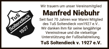 Traueranzeige von Manfred Niebuhr von UEL