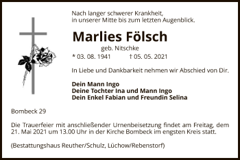 Traueranzeige von Marlies Fölsch von UEL