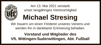 Traueranzeige von Michael Stresing von UEL