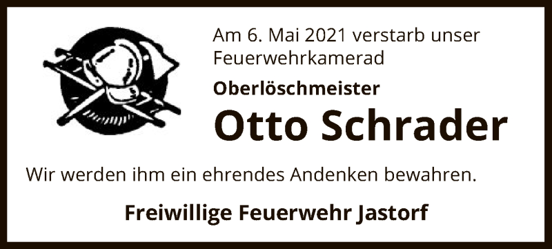  Traueranzeige für Otto Schrader vom 11.05.2021 aus UEL