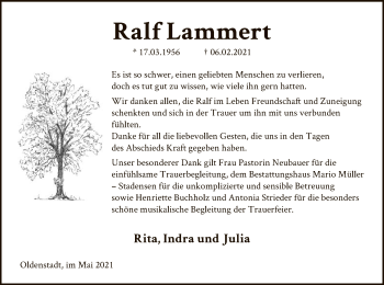 Traueranzeige von Ralf Lammert von UEL