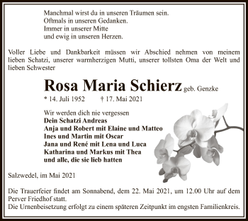 Traueranzeige von Rosa Maria Schierz von UEL