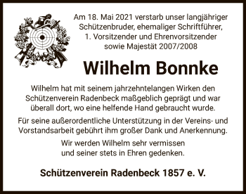 Traueranzeige von Wilhelm Bonnke von UEL