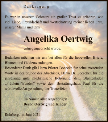 Traueranzeige von Angelika Oertwig von UEL