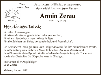 Traueranzeige von Armin Zerau von UEL