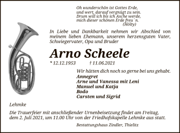 Traueranzeige von Arno Scheele von UEL