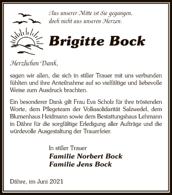 Traueranzeige von Brigitte Bock von UEL