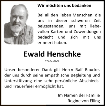 Traueranzeige von Ewald Henschke von UEL