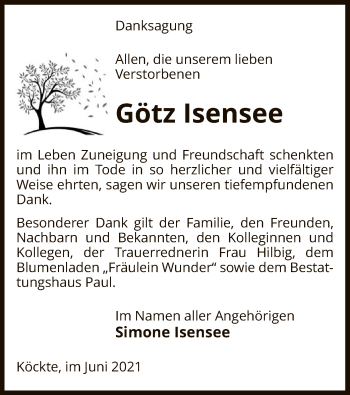 Traueranzeige von Götz Isensee von UEL