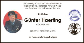 Traueranzeige von Günter Haerting von UEL