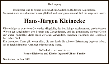 Traueranzeige von Hans-Jürgen Kleinecke von UEL