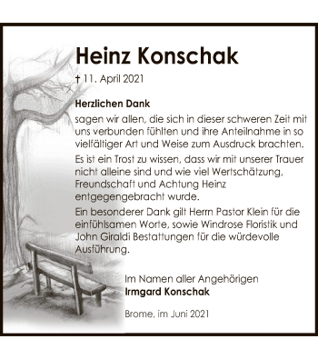 Traueranzeige von Heinz Konschak von UEL