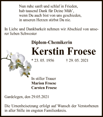 Traueranzeige von Kerstin Froese von UEL