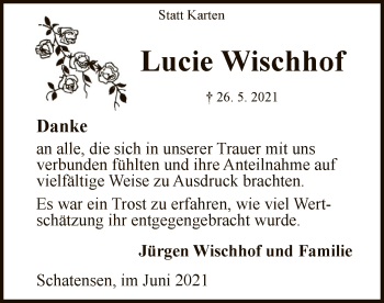 Traueranzeige von Lucie Wischhof von UEL