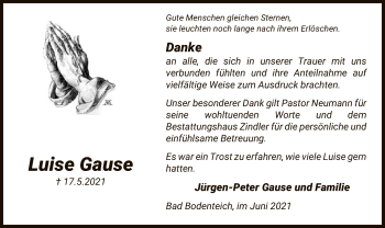 Traueranzeige von Luise Gause von UEL