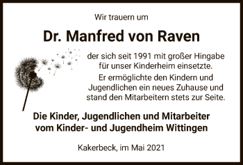 Traueranzeige von Manfred von Raven von UEL