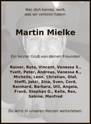 Traueranzeige von Martin Mielke von UEL