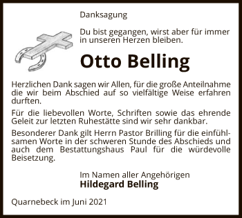 Traueranzeige von Otto Belling von UEL