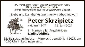 Traueranzeige von Peter Skrzipietz von UEL