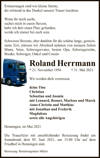 Traueranzeige von Roland Herrmann von UEL