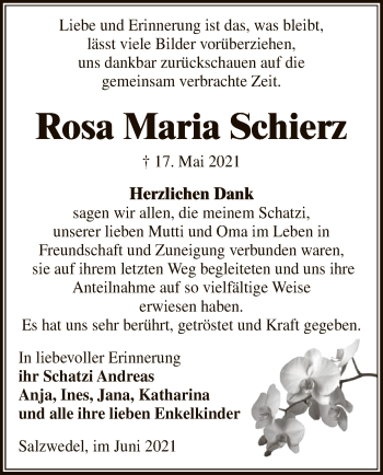 Traueranzeige von Rosa Maria Schierz von UEL