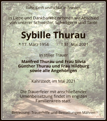 Traueranzeige von Sybille Thurau von UEL