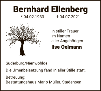 Traueranzeige von Bernhard Ellenberg von UEL