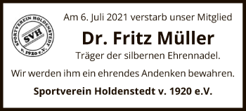 Traueranzeige von Fritz Müller von UEL