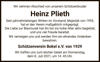 Traueranzeige von Heinz Plieth von UEL