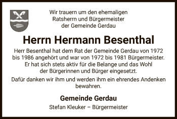 Traueranzeige von Hermann Besenthal von UEL