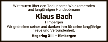 Traueranzeige von Klaus Bach von UEL