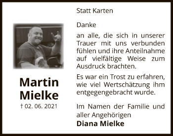 Traueranzeige von Martin Mielke von UEL